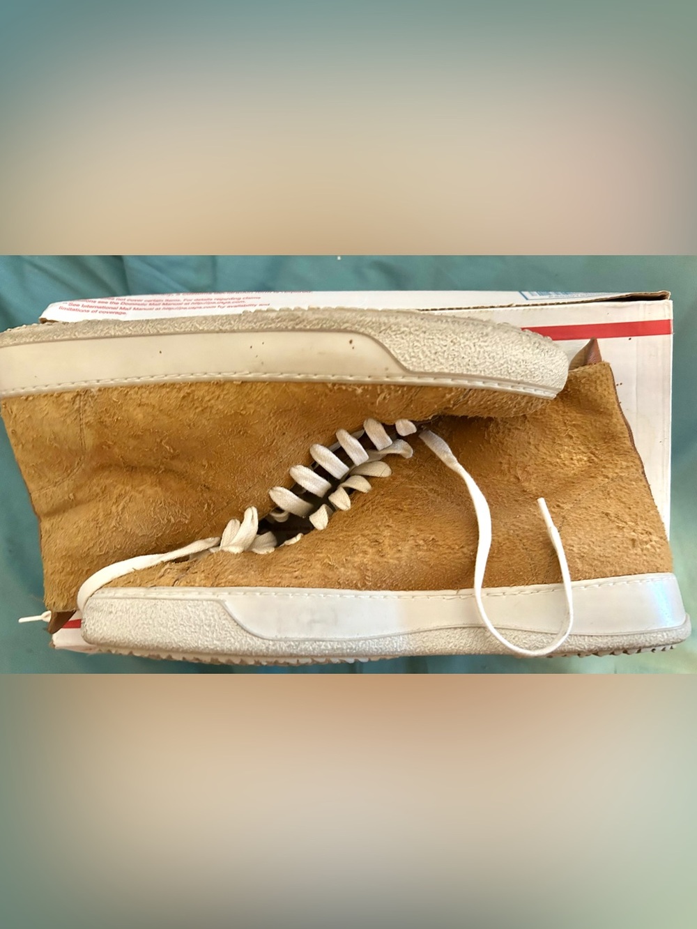 Vivienne Westwood Tan Suede and White Lace-Up Sneakers